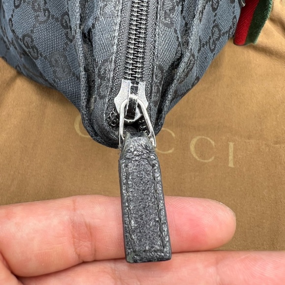 GUCCI Sherry Line GG Pattern Handbag Purse Black Green Red - Picture 6 of 10